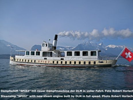 Dampfschiff "SPIEZ" mit neuer Dampfmaschine der DLM.